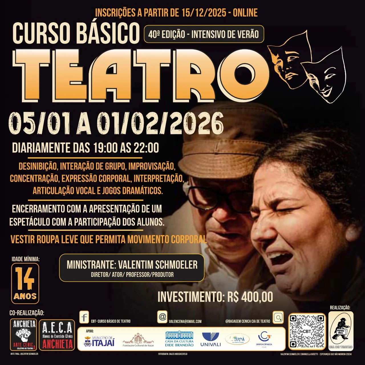 Cartaz do Curso Básico de Teatro - 40ª Edição de Verão
